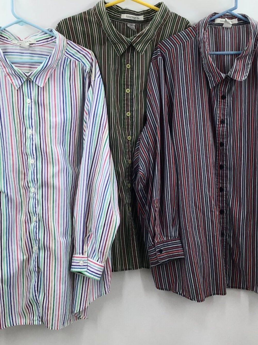 3 Women's 4X Striped Shirts Cotton Blend Lightweight Long Sleeve Office Casual